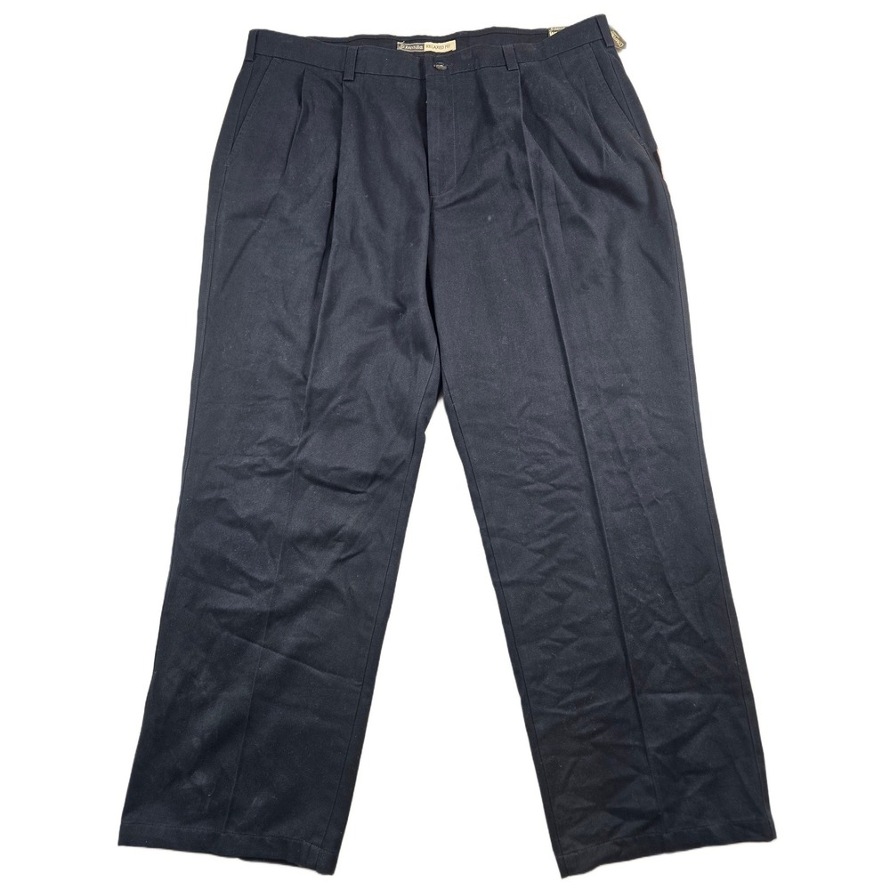 St. John's Bay Chinos Mens 42x30 Black Cotton Pleated Relaxed Worry Free NEW